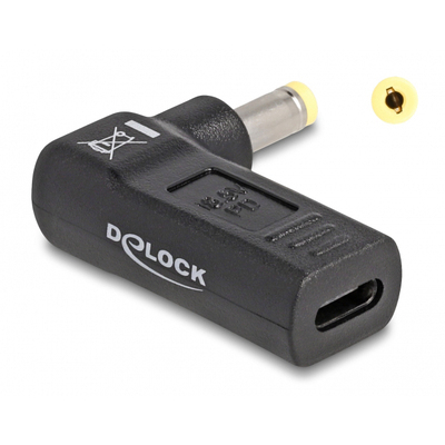 Product Αντάπτορας Τροφοδοσίας Delock 60006, USB-C σε HP 4.8x1.7mm, 90°, μαύρος base image