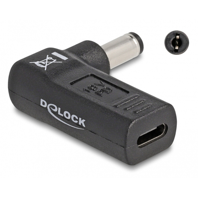 Product Αντάπτορας Τροφοδοσίας Delock 60010, USB-C σε 5.5x2.1mm, 90°, μαύρος base image