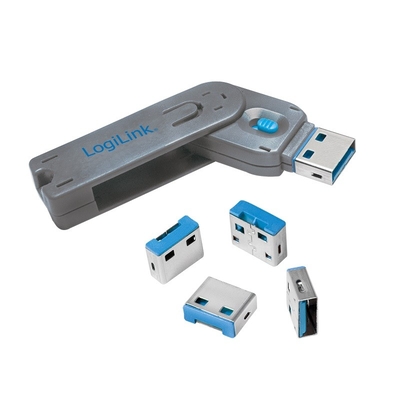 Product Αξεσουάρ Logilink USB port blocker 1xkey 4x locks base image