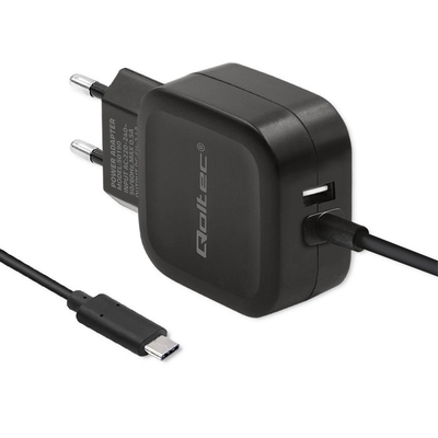 Product Φορτιστής Πρίζας Qoltec 17w | 5v | 3.4a | Usb + Usb Typ C base image