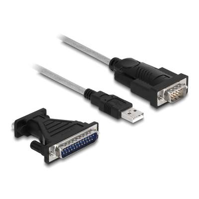 Product Καλώδιο USB Delock σε RS-232 DB9 61314 με αντάπτορα DB25, 1.8m, μαύρο base image