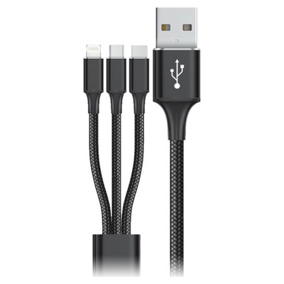 Product Καλώδιο USB σε Micro USB, USB-C και Lightning Goms Μαύρο 1, 2 m base image