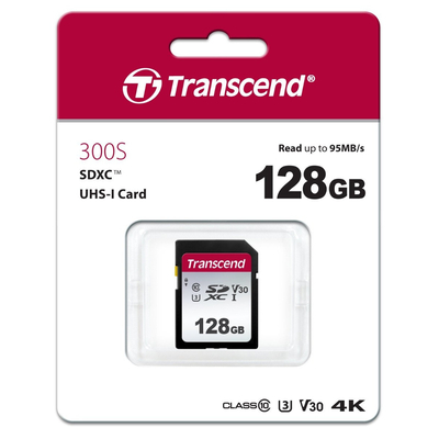 Product Κάρτα Μνήμης SDXC 128GB Transcend 300S Class 10 UHS-I U3 V30 A1 base image