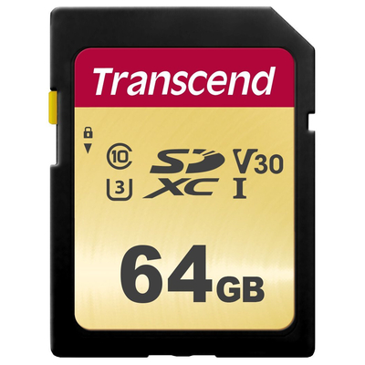 Product Κάρτα Μνήμης SDXC 64GB Transcend 500S Class 10 UHS-I U3 V30 base image