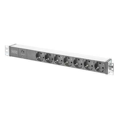 Product Πολύπριζο Digitus PDU 7-fold aluminum strip with overload protection 19" 1HE base image