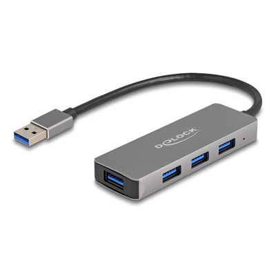 Product USB Hub Delock 63171, 4x USB 3.2 Gen 1 θύρες, 5Gbps, γκρι base image
