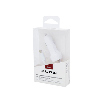 Product Φορτιστής Αυτοκινήτου Blow 2.1Α με Καλώδιο USB Type C & Θύρα USB base image