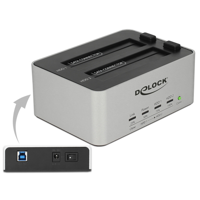 Product Docking Station Σκληρών Δίσκων Delock 63991, clone function, 2x 2.5/3.5" SSD/HDD, 5Gbps base image