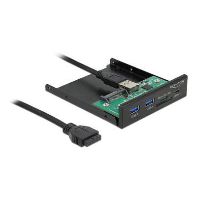 Product Front Panel Delock 64058, 3.5" σε Type-C, 2x USB & SD/Micro SD base image