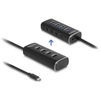 Product USB Hub Delock Type-C 64233 με διακόπτες, 4x USB θύρες, 10Gbps, μαύρο base image