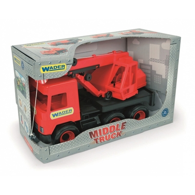 Product Όχημα Εργασίας Wader Middle Truck Crane Red In Box 38 Cm base image