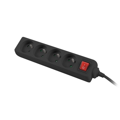 Product Πολύπριζο Lanberg 1.5m, Black, 4 Sockets, With Switch, Cable Made Of Solid Copper base image
