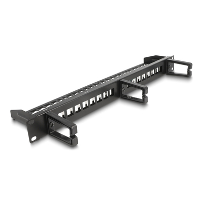 Product Αξεσουάρ Δικτύου Delock Keystone Patch Panel 66237, 19"/1U, 16x ports, 3x γάντζοι, μαύρο base image