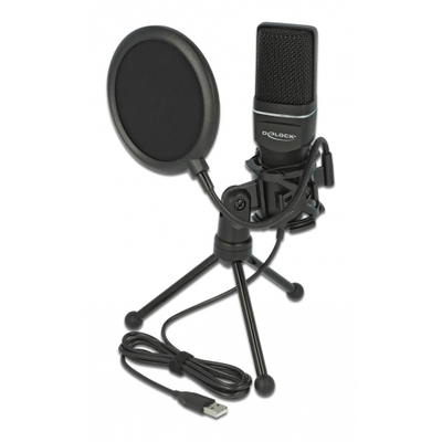 Product Mικρόφωνο DeLOCK studio με pop φίλτρο & αντιανέμιο 66331, πυκνωτικό, USB base image