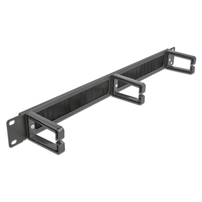 Product Αξεσουάρ για Καμπίνες Rack Delock Cable Management 66488, 19"/1U 3X Γάντζοι & Βούρτσα, Μαύρο base image