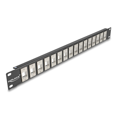 Product Αξεσουάρ Δικτύου Delock Keystone Patch Panel 66758, 19"/1U, 16x ports, μαύρο base image