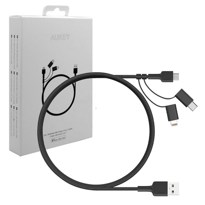 Product Καλώδιο Aukey Cb-Bal5 3in1 Fast Braided Quick Charge Micro Usb | Usb C | Lightning | 1.2m base image