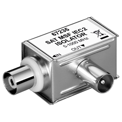 Product SAT isolator Goobay 67235, γωνιακό, 5MHz - 1000MHz, ασημί base image