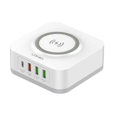 Product Σταθμός Φόρτισης Ldnio AW004, Type-C/3x USB/wireless, 32W, PD/QC, λευκός base image