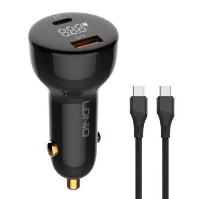 Product Φορτιστής Αυτοκινήτου Ldnio C101 με Καλώδιο, USB/USB-C, 100W PD, μαύρος base image