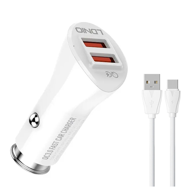 Product Φορτιστής Αυτοκινήτου Ldnio C511Q με Καλώδιo, 2x USB, 36W, λευκός base image