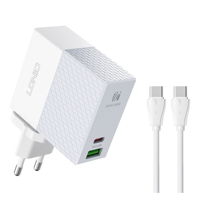 Product Φορτιστής Πρίζας Ldnio A2620C με Καλώδιo, USB & Type-C, 65W PD, λευκός base image