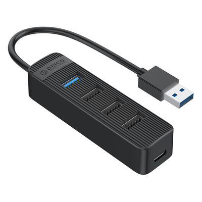 Product USB Hub Orico Twu32-4A, 4X Θυρών, USB 3.0, 5Gbps, Έξτρα Τροφοδοσία, Μαύρο base image