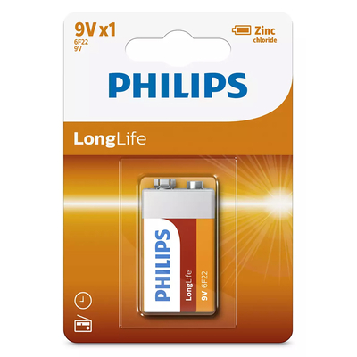 Product Αλκαλικές Μπαταρίες Philips LongLife Zinc chloride 6F22L1B/10, 6F22 9V, 1τμχ base image