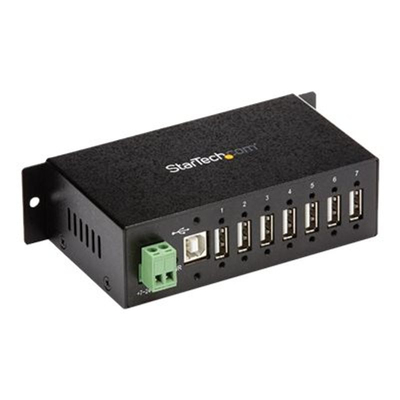 Product USB Hub StarTech Industrial Mountable 7 Port USB 2.0 Hub - Black - Hub - 7 Ports base image