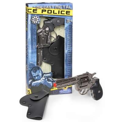 Product Παιδικό Όπλο Δράσης Pulio Metal Police Revolver With Holster Gonher base image