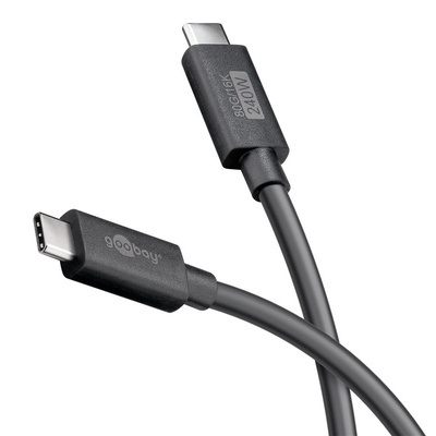 Product Καλώδιο USB-C Goobay 74376, Usb4, 240W, 80Gbps, 16K/60Hz, 1.2M, Μαύρο base image