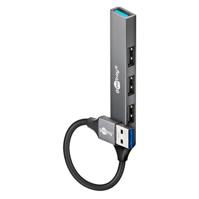 Product USB Hub Goobay 74456, 4X Θυρών, USB 3.2, 5Gbps, USB Σύνδεση, Γκρι base image