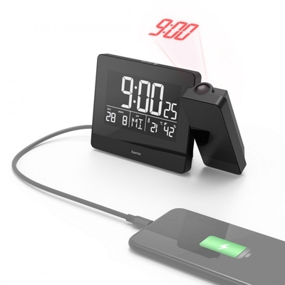 Product Επιτραπέζιο Ρολόι Hama projection alarm Plus Charge Black base image