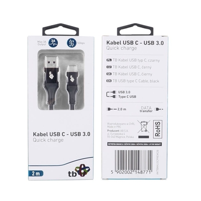 Product Καλώδιο Tb Usb 3.0-Usb C 2m Premium 3a Black Tpe base image