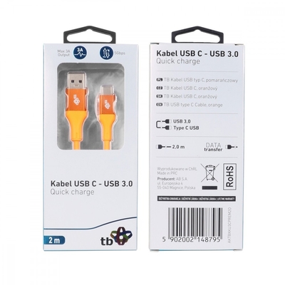 Product Καλώδιο Tb Usb 3.0 - Usb C 2m Premium 3a Orange Tpe base image