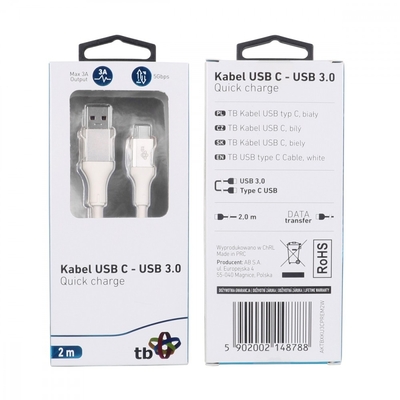 Product Καλώδιο Tb Usb 3.0 - Usb C 2m Premium 3a White Tpe base image