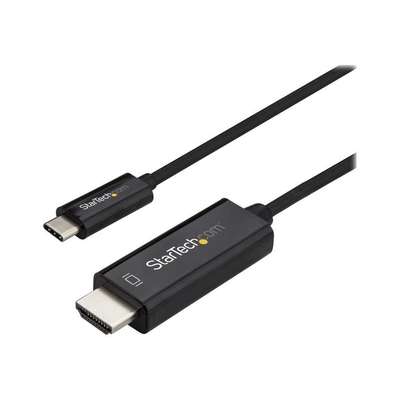 Product Καλώδιο USB StarTech 6ft (2m) C to HDMI 4K 60Hz Type C 2.0 Video Thunderbolt 3 Compatible, Laptop to HDMI Monitor/Display, DP 1.2 Alt Mode HBR2, Black - 4K base image