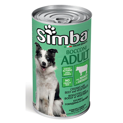Product Υγρή Τροφή Σκύλων Simba με μοσχάρι & λαχανικά, 1230g base image
