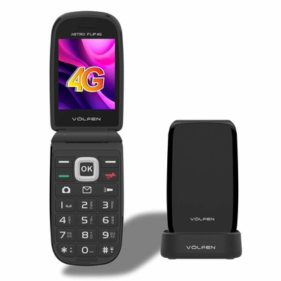 Product Κινητό Τηλέφωνο για Ηλικιωμένους Volfen ASTRO FLIP Μαύρο 48 MB 2,8" 4G (Αγγλικό Menu) base image