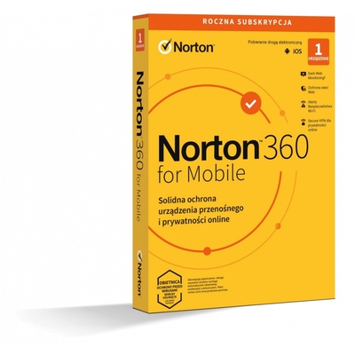 Product Antivirus Norton 360 Mobile BOX PL 1User, 1Device, 1Year 21426915 base image