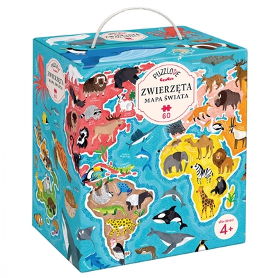 Product Παζλ 60 Κομμάτια Puzzlove - World Map Animals base image