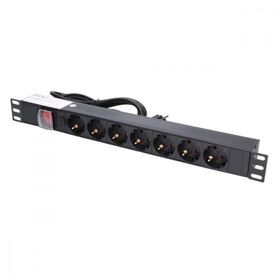 Product Πολύπριζο Extralink 19-inches 1U, 7 sockets, with switch 2m base image