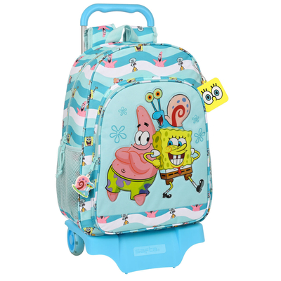 Product Σχολική Τσάντα με Ρόδες Spongebob Stay positive Μπλε Λευκό (33 x 42 x 14 cm) base image