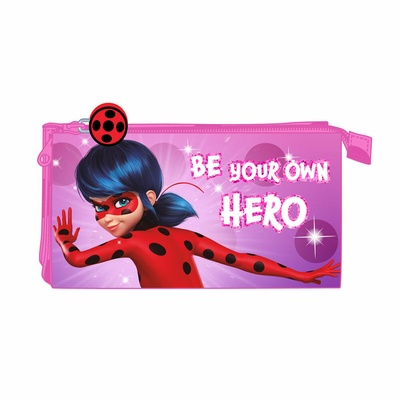 Product Τριπλή Κασετίνα Lady Bug Φούξια (22 x 12 x 3 cm) base image