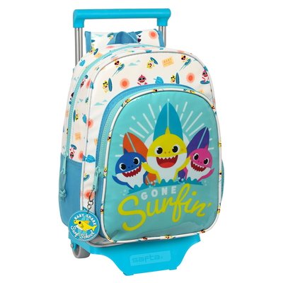 Product Σχολική Τσάντα με Ρόδες Baby Shark Surfing Μπλε Λευκό 26 x 34 x 11 cm base image