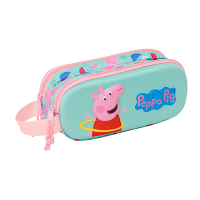 Product Διπλή Κασετίνα Peppa Pig Πράσινο Ροζ 21 x 8 x 6 cm 3D base image