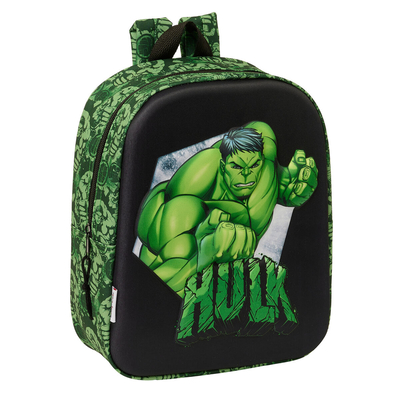 Product Σχολική Τσάντα Hulk Μαύρο Πράσινο 22 x 27 x 10 cm 3D base image