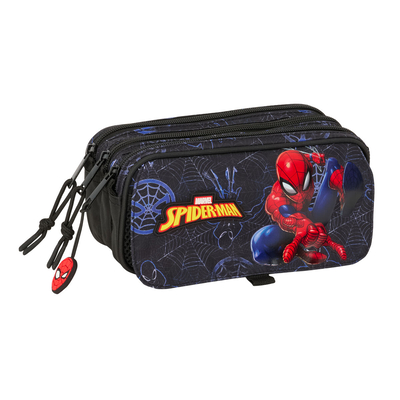 Product Τριπλή Κασετίνα Spider-Man Attack Μαύρο 21,5 x 10 x 8 cm base image