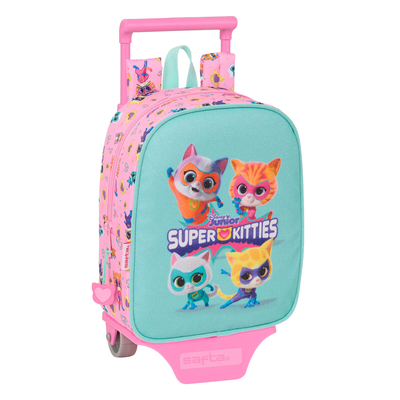 Product Σχολική Τσάντα με Ρόδες SuperKitties Ροζ Τυρκουάζ 22 x 27 x 10 cm base image