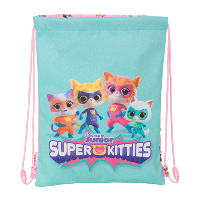 Product Σχολική Τσάντα με Σχοινιά SuperKitties Ροζ Τυρκουάζ 26 x 34 x 1 cm base image